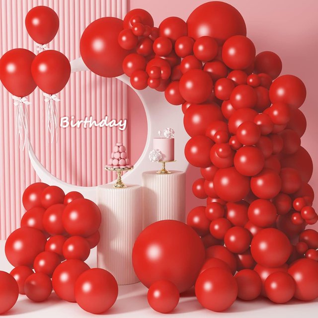 Yanonmyfd Guirnalda de Globos Kit de Arco,50 Piezas Kit de Globos de Fiesta de 18 Pulgadas para Bodas,Fiestas de Cumpleaños,Decoración de Fiestas Navideñas(Azul),Rojo-95pcs