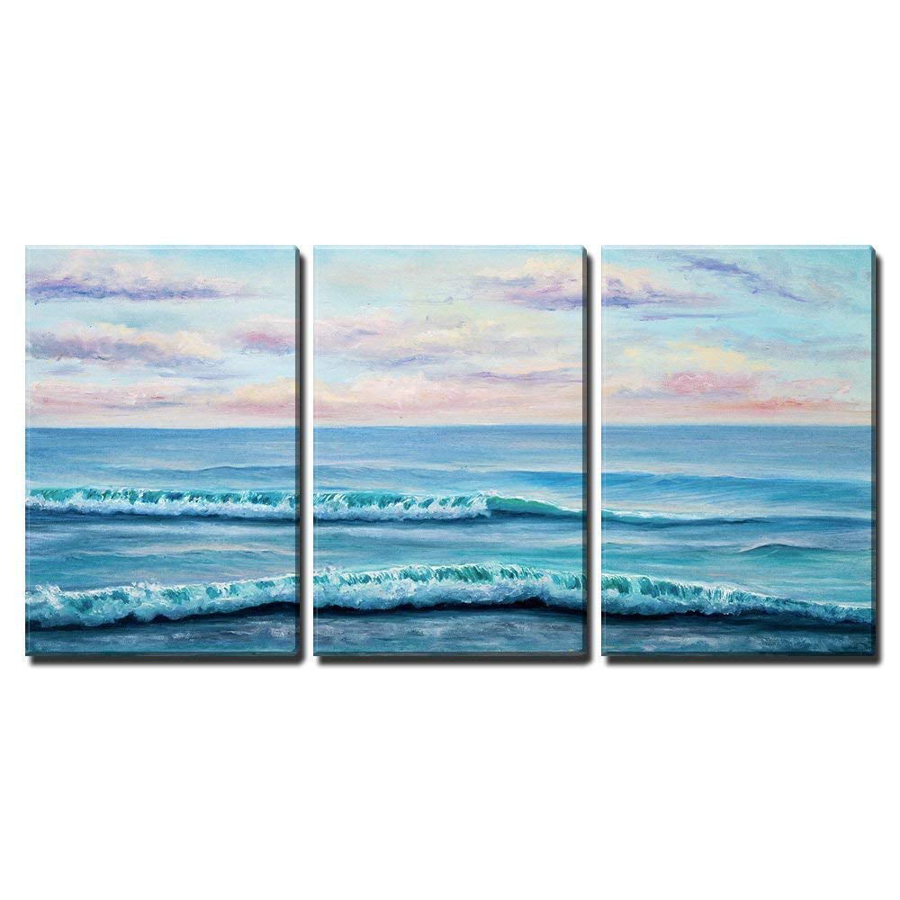 The Red Sunset Clouds All Over the Sky and the Blue Sea Hand-painted Oil Painting 60 X 60 cm Modern Canvas Wall art Red and Blue Wall Decoration Seascape Wall Art Frameless 24 X 24 inch