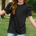 thumbnail image 4 of THDHVS Shirts for Girls,Girls Tops,Summer Fashion Girls Puff Short Sleeve Tops Kids T Shirts Round Neck Tees 4-14 Years Black 4-5 Years, 4 of 7