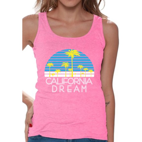 Awkward Styles California Dream Tank Top for Women California Tank Tops California Sleeveless Shirt Cali Gifts Women's California Palm Trees Tank Summer Tank Tops for Women Gifts from California