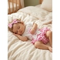 thumbnail image 6 of AceBaby Infant Baby Girl Summer Letter Embroidery Outfit Sets for 0-12M,95% Cotton, 6 of 9