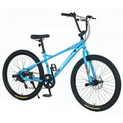 26 inch Bike, Front And Rear Disc Brakes, Shimano 7-speed, Aluminum Rims, Blue