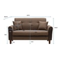 thumbnail image 2 of 57.5''W,Loveseat Sofa,Modern Upholster Fabric Sofa Sleeper Couch,Sectional Futon Bench,for Living Room/Bedroom Home Loft,Brown, 2 of 5