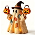 thumbnail image 7 of DVKOVI Lighted Vintage Patchwork Ghost Rustic Fall Figurine Halloween Decorations Light up Ghosts with Pumpkin Lantern, 7 of 7