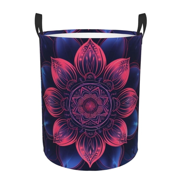 Fotbe Bohemian Vintage Pattern Cesto de Ropa con Asas, Cesto Impermeable de Gran Capacidad, Bolsa de Lavado para Dormitorio, Cesto de Ropa con Ruedas y Asas-Medium