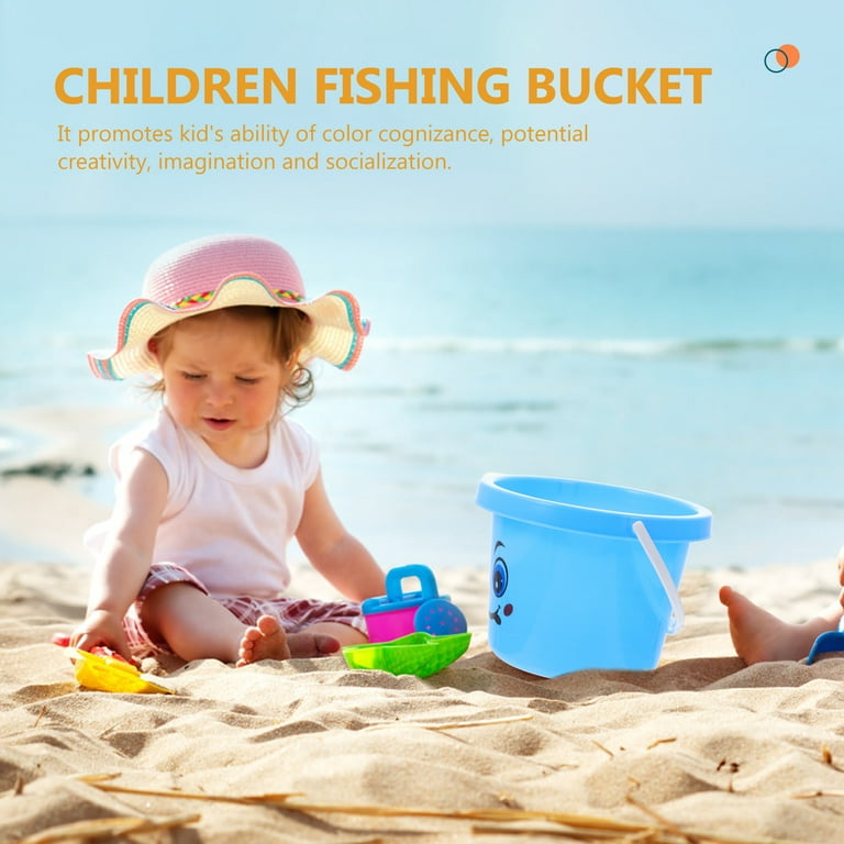 Small Buckets Childrens Beach Buckets Portable Sand Buckets Blue Fishing  Buckets for Kids- 5
