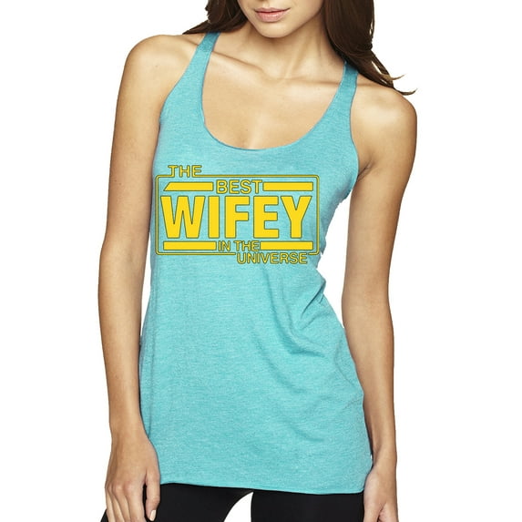 The Best Wifey in the Universe | Womens Mother's Day Premium Tri-Blend Racerback Tank Top, Tahiti Blue, Large