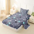 thumbnail image 2 of Manfei Cute Geometric Star Twin Sheets, Circular Dot Bedding, Gray Teal Black, Black Reversible 3 Pieces1 Flat Sheet + 1 Fitted Sheet + 1 Pillowcase, 2 of 6