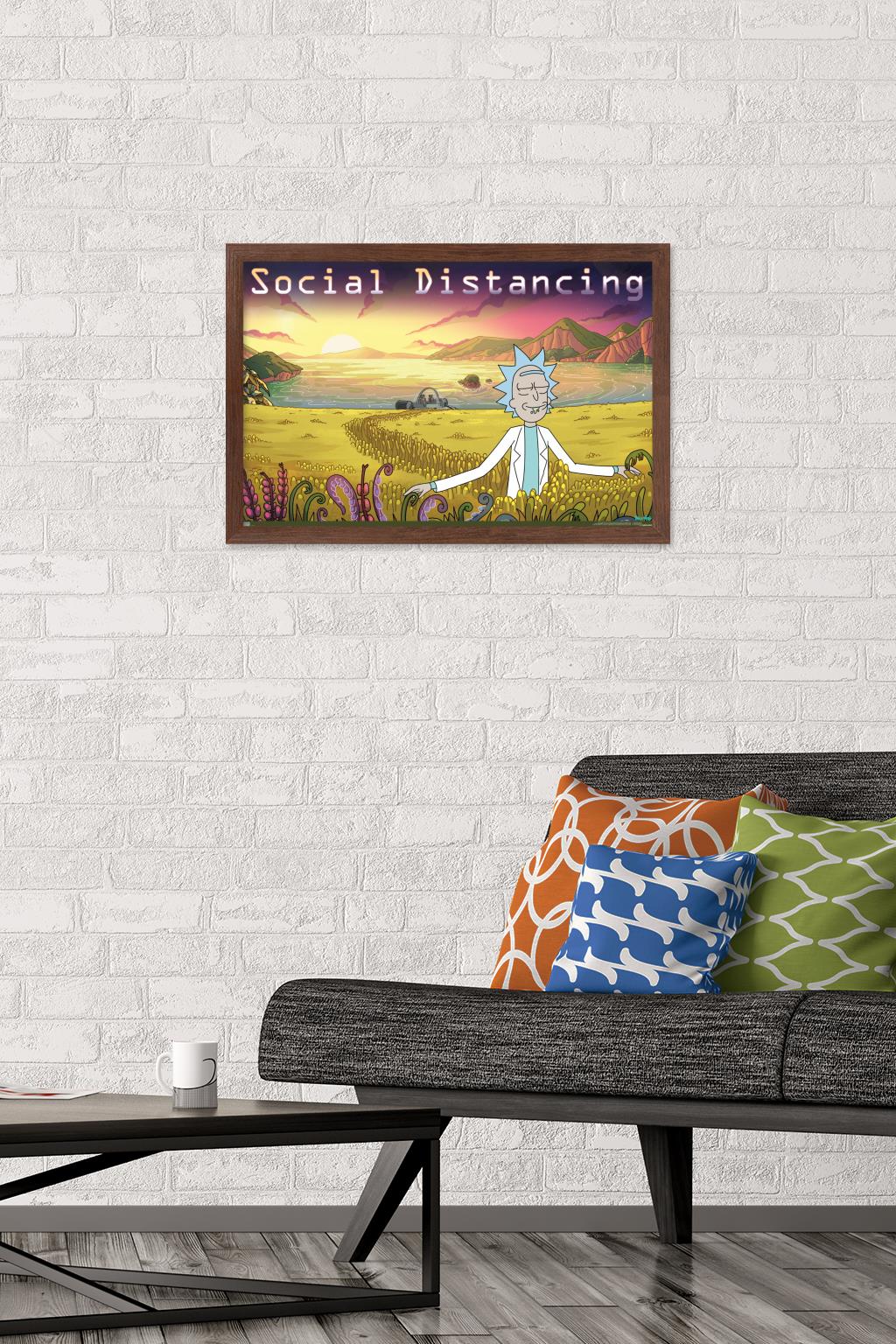 Rick And Morty - Social Distancing Wall Poster, 14.725" x 22.375" Framed