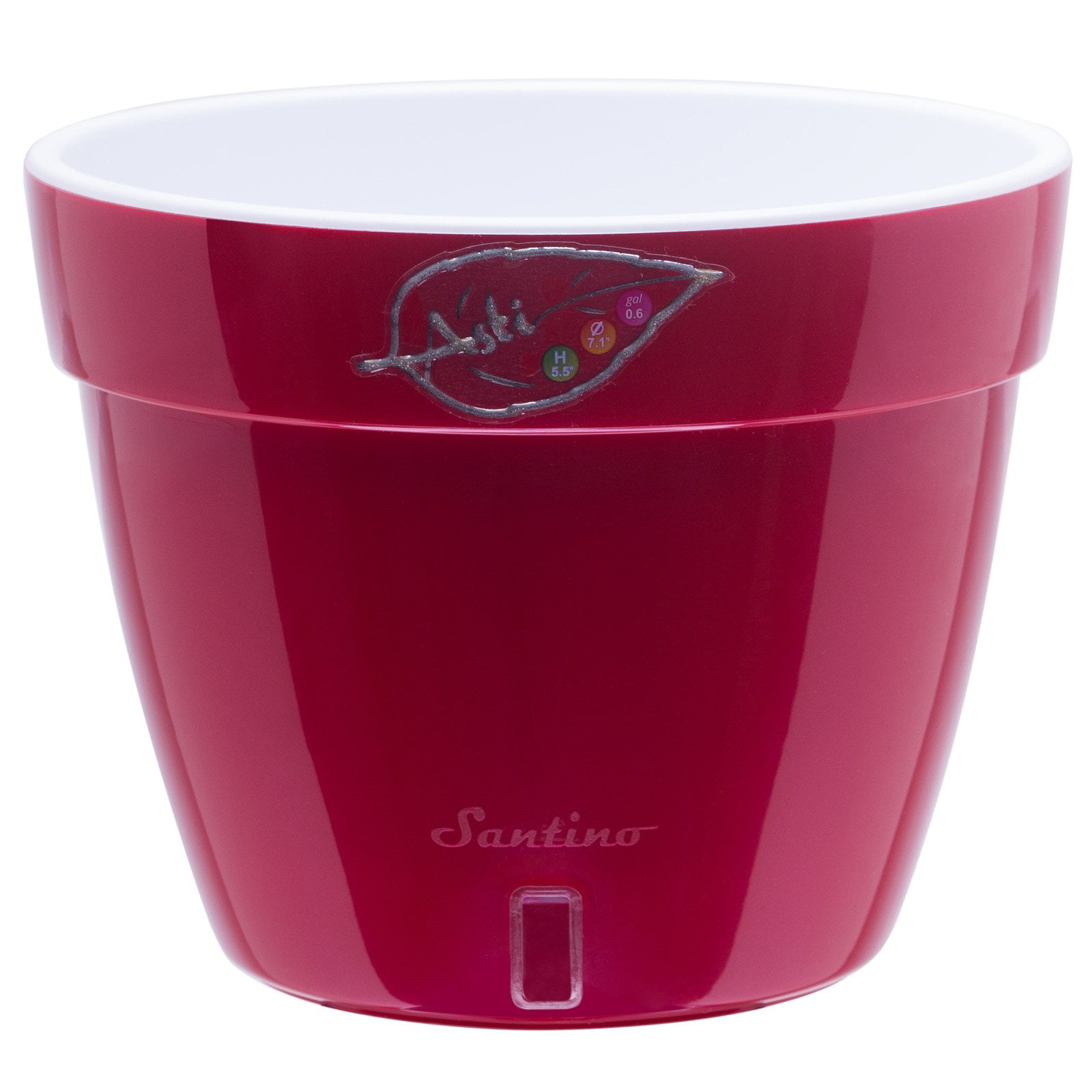 Santino Self Watering Planter Asti 7.1 Inch Red-Pearl White Flower Pot by Santino