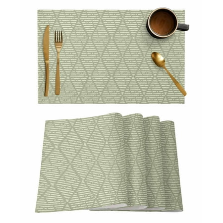 

4 Pcs Modern Art Line Texture Sage Green Placemat Kitchen Placemat Home Decoration Dining Table Mats Coffee Coaster Mat