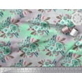 thumbnail image 2 of Soimoi Green Cotton Duck Fabric Leaves & Alba Rose Floral Print Fabric by the Yard 44 Inch Wide, 2 of 3