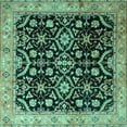 thumbnail image 1 of Ahgly Company Machine Washable Indoor Square Persian Turquoise Blue Traditional Area Rugs, 8' Square, 1 of 4