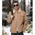 thumbnail image 2 of Xidunhg Men's Sherpa Lined Trucker Jacket, Windproof Thermal Winter Work Coat with Lapel Multi Pockets, 2 of 11