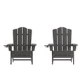 thumbnail image 2 of BizChair Adirondack Chair with Cup Holder, Weather Resistant HDPE Adirondack Chair in Gray, Set of 2, 2 of 12