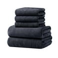 thumbnail image 3 of Bxaolu Cotton Bath Towel Set - Bathroom Luxury Towel Set of 5, Hotel Premium Towels, 2 Bath Towels 27.5" x 55 "+ 3 Hand Towels 14" x 30", Black, 3 of 8