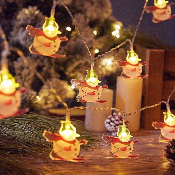 Cadena de luces LED de estrella de copo de nieve de Navidad, guirnalda de luces de hadas colgante para árbol de Navidad, adorno de decoración para el hogar, regalo de Año Nuevo, 2024