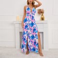 thumbnail image 4 of DAETIROS Women Summer Dress Printed V-neck Thin Dress Pink Size XL, 4 of 7