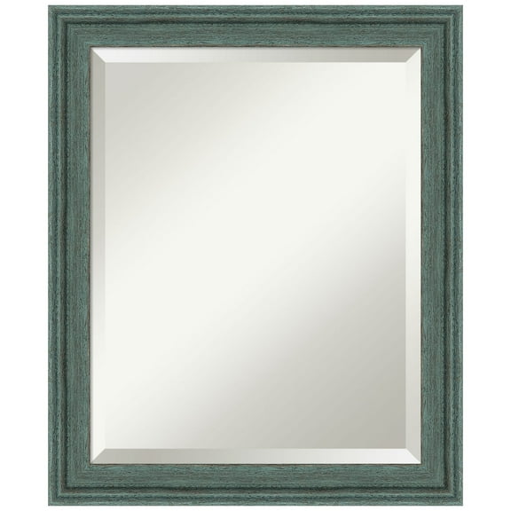 Amanti Art Upcycled Teal Grey Beveled Wood Wall Mirror 23.5 x 19.5 in.