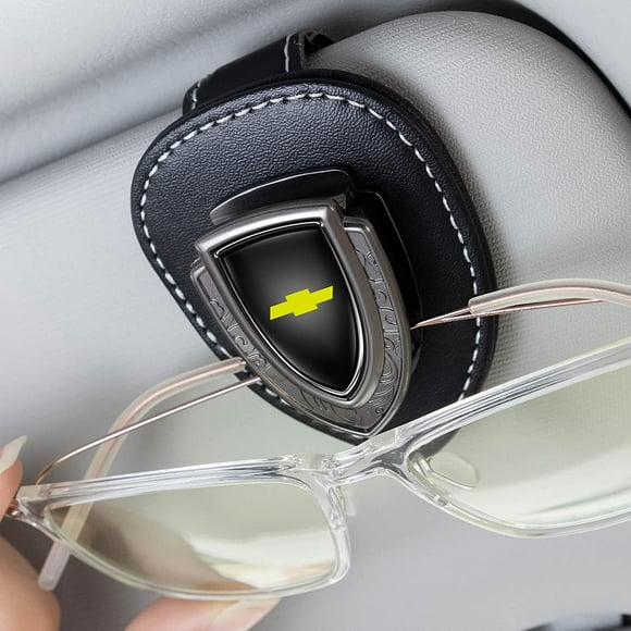 GHSDFBB for Chevrolet Sunglasses Holder, Leather Glasses Holders for Chevrolet Chevy Malibu Camaro Trax Traverse Sonic Cruze Volt Equinox Spark, Eyeglasses Hanger Mount for Car Sun Visor, Interi