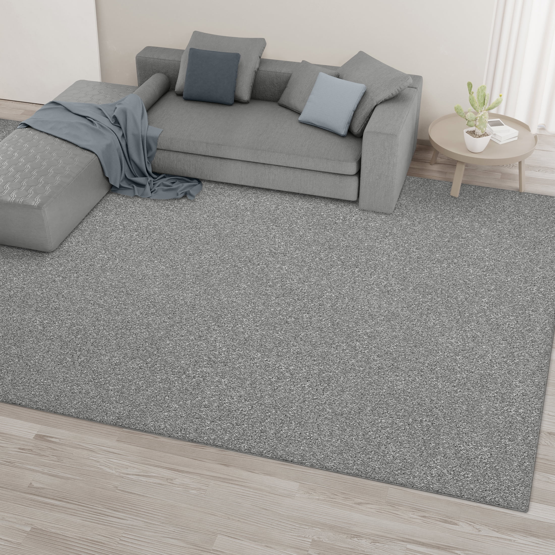 Mainstays 9' x 12' Gray Microfiber Plush Shag Area Rug – Soft, Durable Indoor Rug for Living Room, Bedroom, or Dining Room