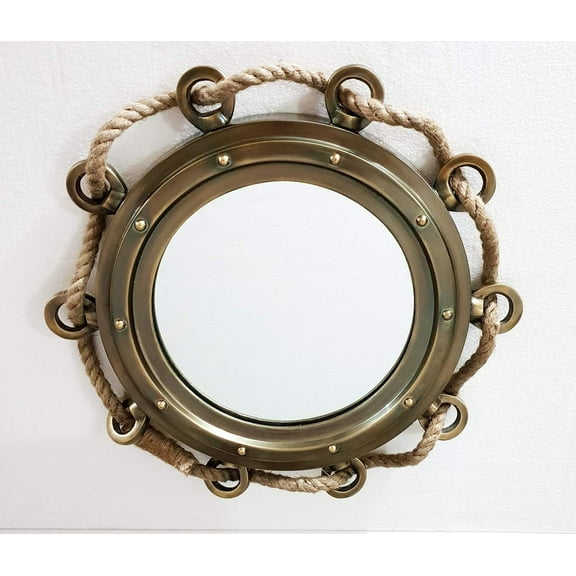 16 inch Porthole Aluminium Antique Brown Finish Port Mirror Wall Hanging Ship Porthole Home Decorative