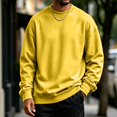 thumbnail image 6 of Basic Crew Neck Sweatshirt for Men, Long Sleeve Drop Shoulder Solid Color Pullover, Fall Regular Fit Casual Streetwear Top Yellow 2XL, 6 of 6