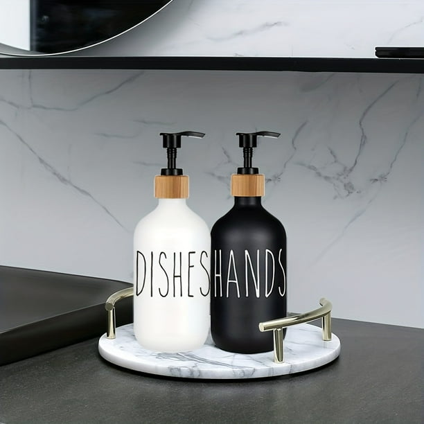 2 Piece Farmhouse Soap Dispenser Set Refillable Liquid Soap Dispenser with Pump for Kitchen Hand Dish Washing
