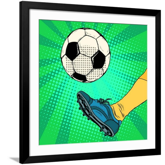 Art.com Kick a Soccer Ball Art Print by Valeriy Kachaev, Black Frame Wall Art, 38" x 38"