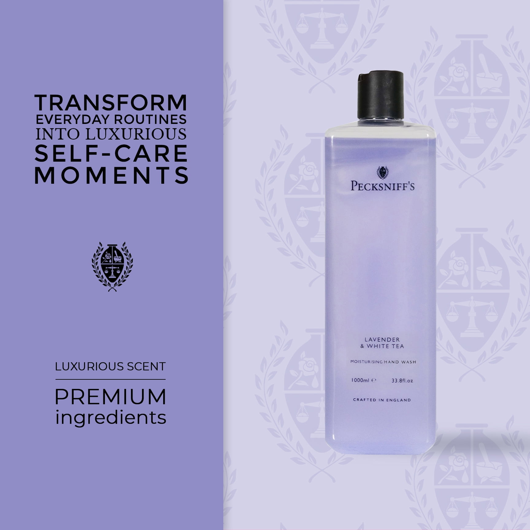 Pecksniff's Lavender & White Tea Scented Moisturizing Hand Wash Refill | 1 L/1000 ml, 33.8 fl oz