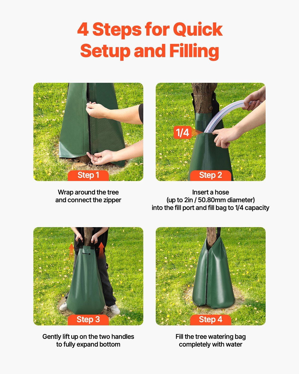3 Pack 20 Gallon Tree Watering Bags - 5-9 Hours Slow Release Refillable Drip Irrigation Bags with Zipper, Durable Deep Root Watering System for Newly Planted Trees