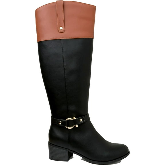 Karen Scott Womens Vickyy Extra Wide Calf Faux Leather Knee-High Boots