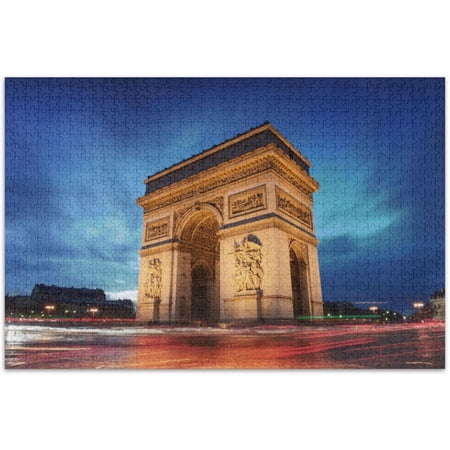 GZHJMY Beautiful Paris City Building Arc De Triomphe 1000 Pcs of Irregular Puzzle in a Box, Printed with Colored Letters on Back to Reduce Difficulty, a Happy Time of Cooperation,for Adults and Kids