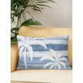 thumbnail image 2 of Outdoor Pillows Waterproof, Palm Tree Bedding Throw Pillows with Insert for Couch Sofa Bed, Coastal Tropical Coconut Plants Blue Wooden 12x20 Inch Pillowcases Decorative Camping Patio Pillow Set of 1, 2 of 8