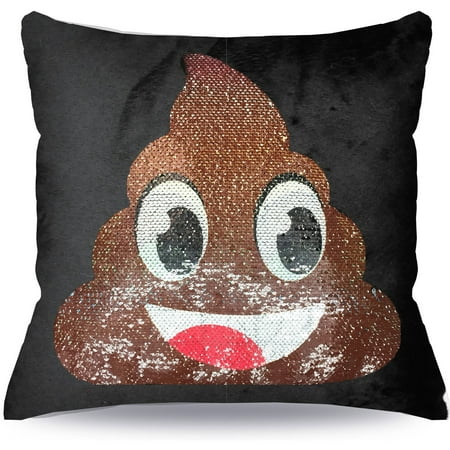 EmojiPals Poop Reverisble Sequin Decorative Pillow