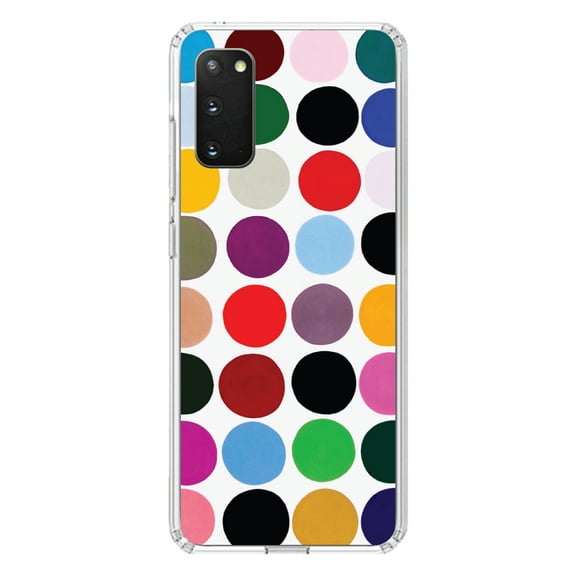 DistinctInk Clear Shockproof Hybrid Case for Galaxy S20 ULTRA / 5G (6.9" Screen) - TPU Bumper, Acrylic Back, Tempered Glass Screen Protector - Rainbow Polka Dots