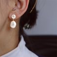 thumbnail image 6 of SmartBy 1 Pair Women Stud Earrings White Faux Pearl Dangling Drop Earrings Baroque Style Daughter Bridesmaid Dangle Earrings, 6 of 6