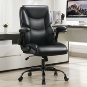 JONPONY Big and Tall Office Chair Wide Seat Ergonomic Computer Desk Chair High Back Executive Leather Chair Adjustable Task Chair Lumbar Back Support 8 Hours Heavy Duty Design,Black