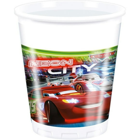Cars Gobelet de Fête en Plastique Néon (Lot de 8)