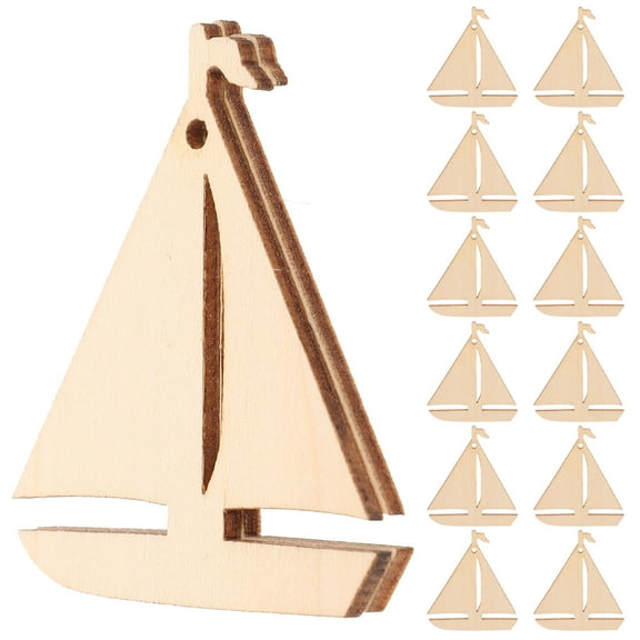 NUOLUX 50Pcs Sailboat Shape Wood Cutouts for Decorations