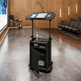 thumbnail image 4 of Pemberly Row Black Rolling Laptop Cart - Adjustable Height Desk with Storage, 4 of 12