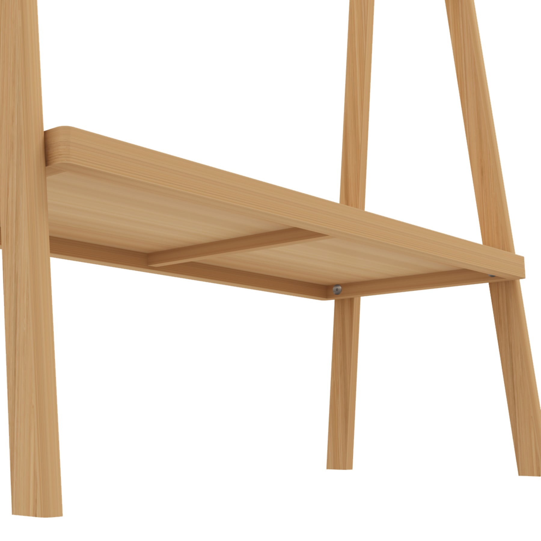 Freestanding Bamboo Wood Towel Ladder Rack with Storage Shelf,4 Tiers,Neutral