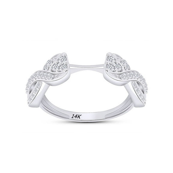 14K White Gold 0.25 ct Natural Diamond Solitaire Wrap Ring Jewelry For Womens-7