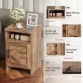thumbnail image 3 of Furmax Farmhouse End Table, Nightstand with Barn Door and Shelf, Side Table for Living Room Bedroom, Light Brown, 3 of 7