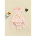 thumbnail image 2 of Newborn Baby Girl Bodysuit Mesh Dress Sleeveless Letter Print Square Collar Romper Dress, 2 of 9