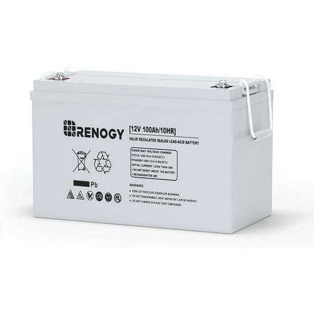 Renogy 100Ah Deep Cycle AGM Battery 12 Volt, 1100A Max Discharge Current, Safe Charge Appliances, RVs, Marine, Solar, off-Grid