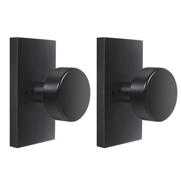 HIEMEY Dummy Door Knob Interior Matte Black Door Knobs Modern Rectangle Heavy Duty Door Handle for Bifold Closet Doors 2 Pack