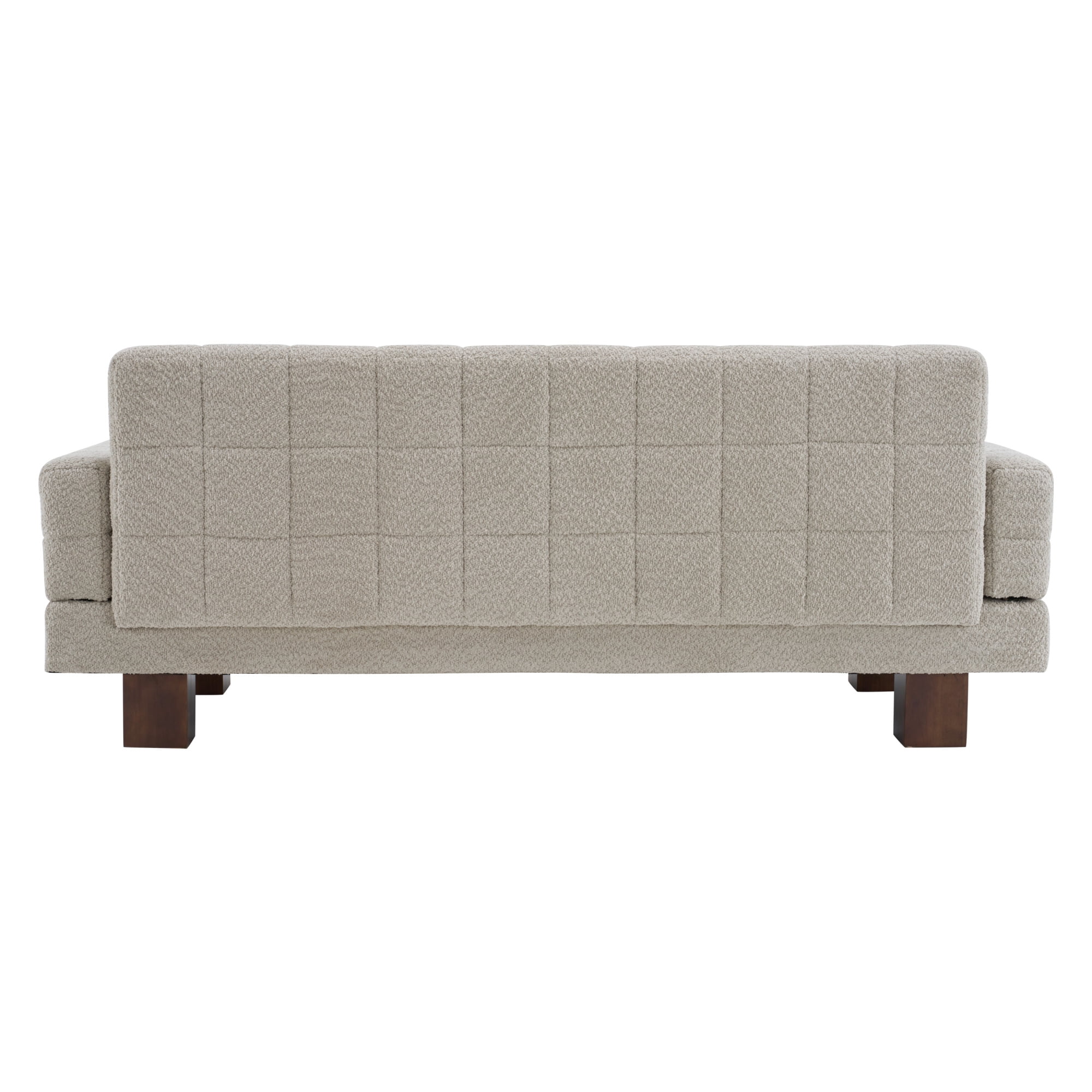 Leumius Loveseat Sofa, Boucle Fabric Biscuit Back Loveseat with Square Arms and Single Cushion Seat, Upholstered 2-Seater Couch for Living Room and Bedroom, Oatmeal
