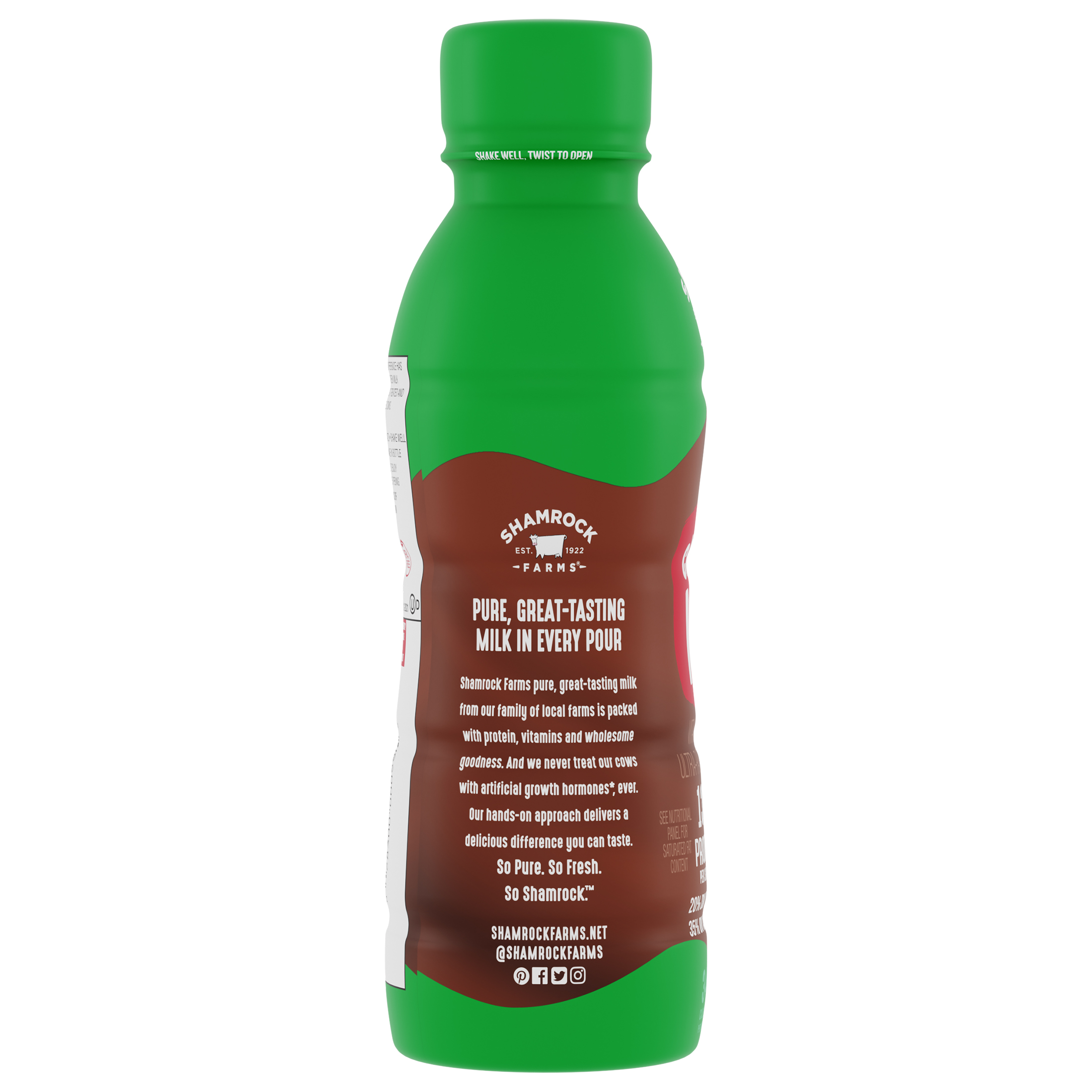 Shamrock Farms Whole, Chocolate Milk, 12oz Bottle