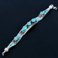 thumbnail image 3 of Turquoise Bohemian 925 Sterling Silver Handmade Tibetan Nepali Bracelet 7", 3 of 5